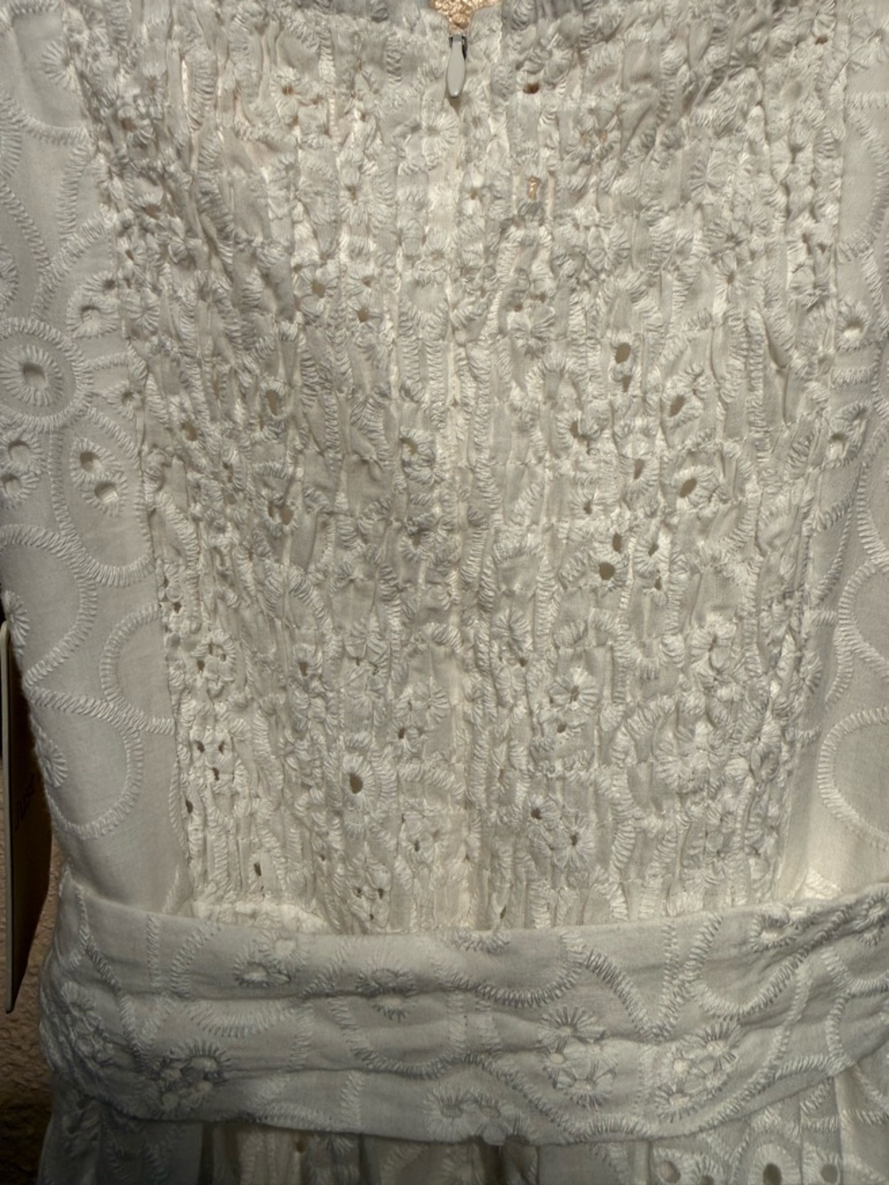 Just Me White Eyelet Midi Dress with Belt nwt size small - Picture 8 of 10